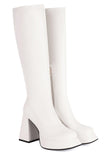 Black Platform Chunky High Heel Knee High Boots