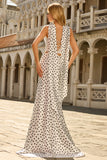 Elegant White Black Polka Dot Strapless Mermaid Prom Dress
