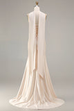 Sparkly Champagne Satin Mermaid Beaded Prom Dress