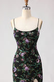 Black Purple Flower Mermaid Sequin Embroidered Prom Dress