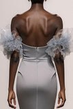 Silver Mermaid Off The Shoulder Gala Dress with Sequins