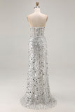 Sparkly Red Strapless Corset Mermaid Prom Dress