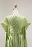 Sage Green A Line Corset Keyhole Maxi Evening Dress With Slit