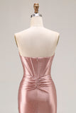 Dusty Rose Beaded Corset Sweetheart Maxi Prom Dress With Slit