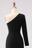 Black One Shoulder Mermaid Mother of the Bride Dress