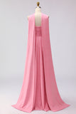 Pink White Polka Dot Strapless A Line Bridesmaid Dress