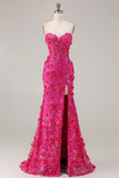 Sparkly Blue Sweetheart Mermaid Appliqued Prom Dress