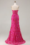 Sparkly Blue Sweetheart Mermaid Appliqued Prom Dress