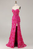 Sparkly Blue Sweetheart Mermaid Appliqued Prom Dress