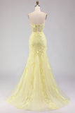 Purple Strapless Lace Mermaid Prom Dress With 3D Flowers