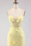 Purple Strapless Lace Mermaid Prom Dress With 3D Flowers