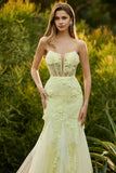 Purple 3D Floral Strapless Lace Mermaid Prom Dress