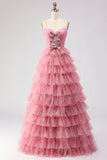 Strapless Tiered Black Floral Cut Out Prom Dress with Bows