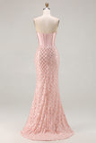 Mermaid Sweetheart Blush Sequin Corset Prom Dress
