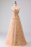 Off the Shoulder Appliqued Green Floral A Line Prom Dress