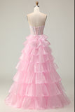Blue Sweetheart Princess Corset Sequin Prom Dress With Ruffles