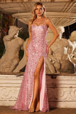 Sparkly Burgundy Mermaid Maxi Prom Dress