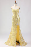 Sparkly Burgundy Mermaid Maxi Prom Dress