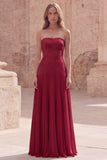 Strapless Yellow A Line Appliqued Maxi Prom Dress