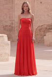 Strapless Yellow A Line Appliqued Maxi Prom Dress