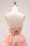 Tiered Spaghetti Straps Sunset Cut Out Prom Dress with Bows