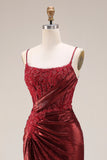 Dark Red Appliqued Corset Mermaid Ruched Prom Dress