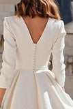 Ivory A-Line V-Neck Jacquard Midi Bridal Shower Dress