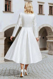 Ivory A-Line Satin High-Low Wedding Dress