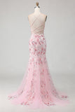 Sparkly Black Floral Mermaid Corset Maxi Prom Dress