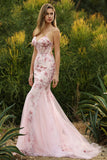 Sparkly Black Floral Mermaid Corset Maxi Prom Dress