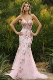 Sparkly Black Floral Mermaid Corset Maxi Prom Dress
