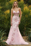 Sparkly Black Floral Mermaid Corset Maxi Prom Dress