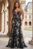 Pink Floral Mermaid Corset Sequin Plus Size Prom Dress