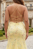 Pink Floral Mermaid Corset Sequin Plus Size Prom Dress