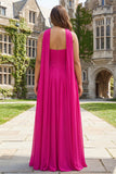 Strapless Plus Size Fuchsia A Line Pleated Prom Dress