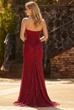 Beaded Strapless Mermaid Red Prom Dress