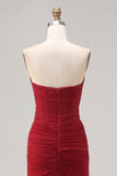 Beaded Strapless Mermaid Red Prom Dress