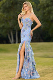 Pink Floral Tiered Mermaid Sequin Prom Dress with Ruffles