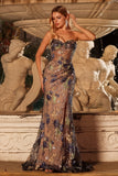 Sparkly Black Mermaid Strapless Corset Prom Dress with Appliques