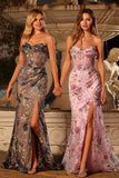 Sparkly Black Mermaid Strapless Corset Prom Dress with Appliques