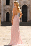 Pink Mermaid Maxi Prom Dress with Appliques