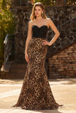 Mermaid Sweetheart Brown Leopard Prom Dress