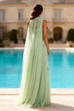 Dusty Sage Strapless A-Line Prom Dress With Appliques