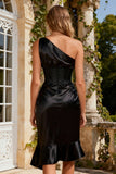 One Shoulder Corset Bodycon Little Black Dress