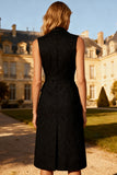 Black Double Breasted Peak Lapel Midi Blazer Dress