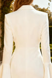 White Peak Lapel Bodycon Mini Blazer Dress With Flared Sleeves