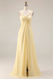 One Shoulder Lemon Sorbet A Line Prom Dress