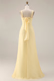 One Shoulder Lemon Sorbet A Line Prom Dress