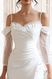 Ivory Bodycon Cold Shoulder Bridal Shower Dress With Slit