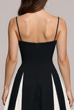 Black and White Colorblock A Line Maxi Dress